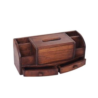 Imagem de Porta-toalhas de papel Caixa de papel multifuncional para caixa de armazenamento de controle remoto Caixa de lenços estilo retrô Caixa de armazenamento de sala de estar em estilo chinês Recipiente de