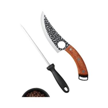 Imagem de Faca De Cozinha Profissional Artesanal Forjada, Cutelo De Açougueiro, 