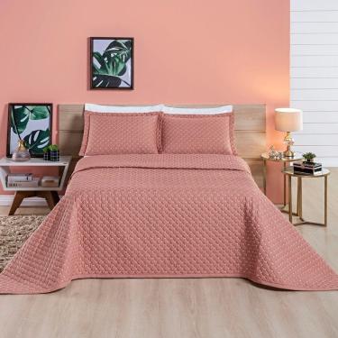 Imagem de Kit Cobre Leito Colcha Vênus King Dupla Face Micropercal 200 Fios Liso 3 Peças - Rosê