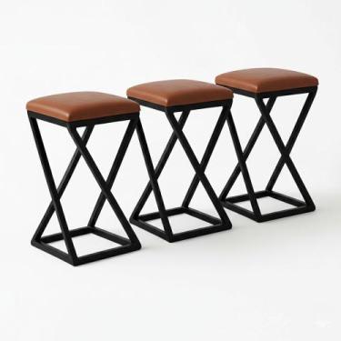 Imagem de Kit 3 Banco Banqueta Baixa Bar Cozinha 50 cm Bancada material sintétic