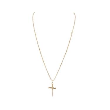 Imagem de Corrente Tijolinho Com Pingente Cruz Prego Cordão Fina