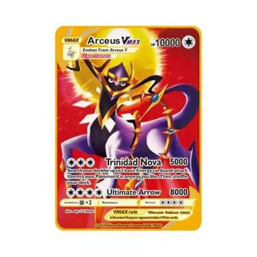 Imagem de Cartão Metálico Pokémon De 10.000 Pontos Arceus Charizard Mewtwo Vmax 