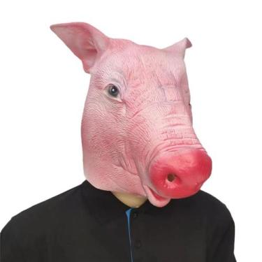 Imagem de Máscara de cosplay: cabeça de porco, látex, Halloween, carnaval, pásco