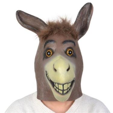Imagem de Máscara facial completa de látex com capacete de festa Donkey Shreks C