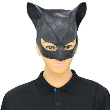 Imagem de Máscara de cosplay de meia face para gatos, látex, Halloween, carnaval