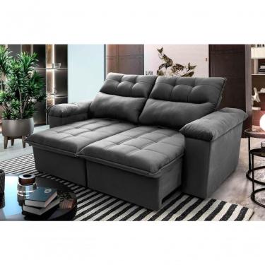 Imagem de Sofá Retrátil Reclinável Verona 1,50m Suede Velut Cinza Molas No Assento - King House