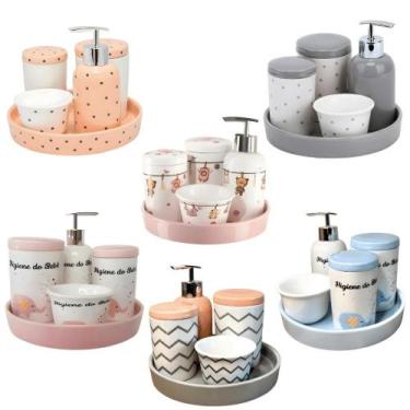 Imagem de Kit de Higiene p/ Bebê em Porcelana 5 Peças - Cores Sortidas - Amigold