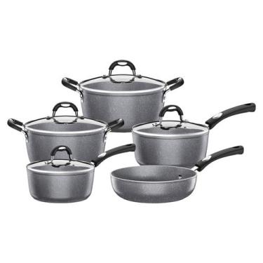 Imagem de Jogo de Panela Mônaco Cinza com 5 Peças - TRAMONTINA, Cinza