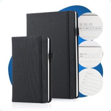 Imagem de Kit Caderno Tipo Moleskine A5 A6 Executiva Pauta MarcaPágina - Hxt, Pr