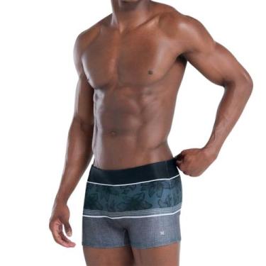Imagem de Sunga Praia Boxer Mash Laterais Largas Estampada Microfibra, Preto, P
