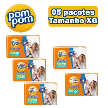 Imagem de Fralda Pompom clássica tamanho XG kit c/5 pacotes - ONTEX
