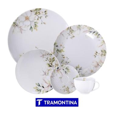 Imagem de Aparelho de Jantar Magnolia 20 Peças Porcelana Estampa Floral Branco Tramontina