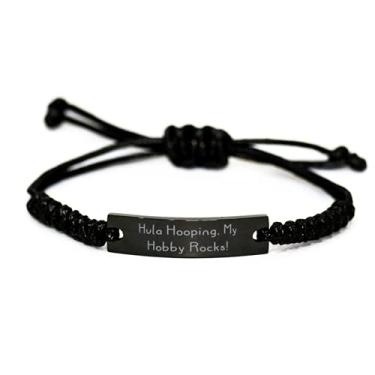 Imagem de Joke Hula Hooping Gifts, Hula Hoop. My Hobby Rocks!, Bracelete de corda preta sarcasmo para amigos de