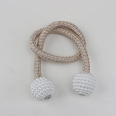 Imagem de 1 pacote prendedor de cortina magnético prendedor de cortina prendedor de fivela de bola pendurada fivela de suspensão acessórios para cortina decoração de casa, bege escuro, 2 peças