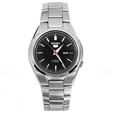 Imagem de Seiko Relógio masculino SNK607 automático de aço inoxidável com mostrador preto, Preto