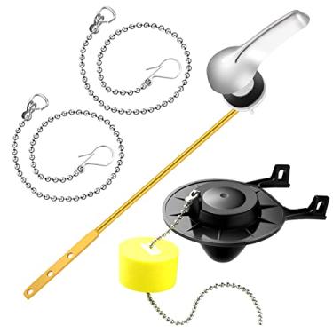 Imagem de Honoson Kit de substituição de alça de vaso sanitário com 4 peças de substituição de alavanca de descarga do tanque de vaso sanitário com melindrosa e 2 peças de corrente de aço inoxidável (preto)