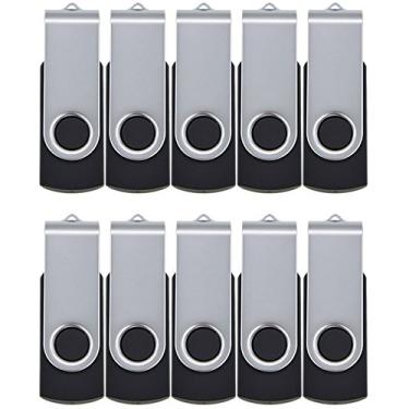 Imagem de ALMEMO Pacote com 10 unidades de memória USB 2.0 de 128 MB para pen drive giratório, preto, não 128 GB (10128 MB)