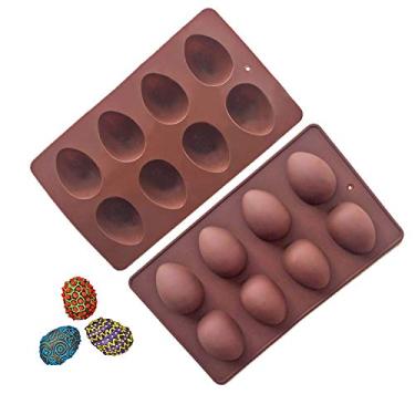 Imagem de Megrocle 8 moldes de silicone em forma de ovo, molde de silicone de grau alimentício para decoração de bolos, chocolate, cubo de gelo, muffin truffle, etc., Egg Molds Set of 2, 1