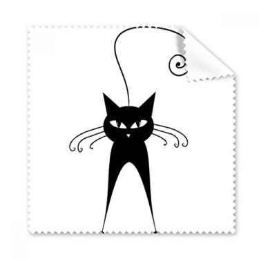 Imagem de Lindo gato preto amante animal arte contorno pano de limpeza telefone tela óculos 5 peças