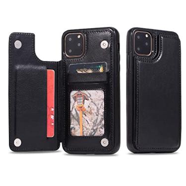 Imagem de Capa de couro PU retrô para iPhone 14 13 12 11 Pro Max SE 2022 2020 X XR XS Max 8 7 6 6S Plus 5S Multi Card Holder Capa, preta, para iPhone 6 (6S)