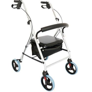 Imagem de Andador De Alumínio Dobrável 4 Rodas Com Banco D12 Alumínio