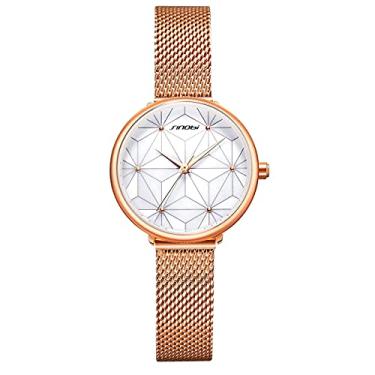 Imagem de Relógio Feminino Design Geométrico Irregular Malha de Aço Relógio de Pulso À Prova D'agua (C1)