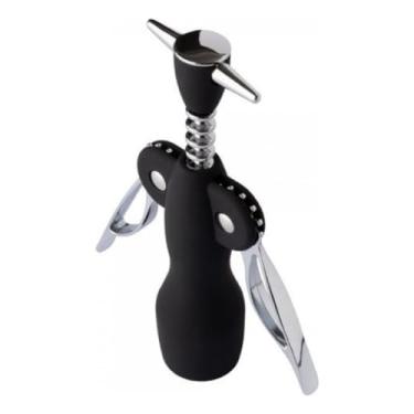 Imagem de Saca Rolhas Abridor de Vinho e Garrafa Manual Profissional Garçom Inox Emborrachado Prático Para Bar Vinícula Restaurante (Vermelho)