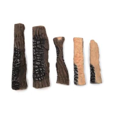 Imagem de Kit De Lenha Cerâmico Para Lareira À Álcool Ou Gás - 5 Peças - K3