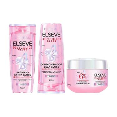 Imagem de Kit Elseve Glycolic Gloss Sh 400Ml + Cond 400Ml + Creme Trat