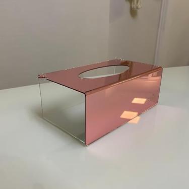 Imagem de Caixa Porta Luvas, Lenços e Máscaras - Acrílico Espelhado (Rose Gold/Transparente)