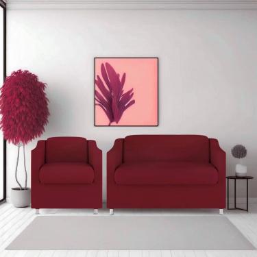 Imagem de Namoradeira + Polt. Bia P/ Sala de Estar Consultório Clinica Hospital Recepção Suede Marsala