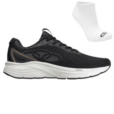 Imagem de Kit Tênis Olympikus Challenger 5 Masculino e Meia, 42, Preto, Cinza, M