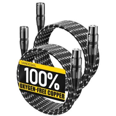 Imagem de Cabo de microfone VANDESAIL XLR de 15 pés macho para fêmea, pacote com
