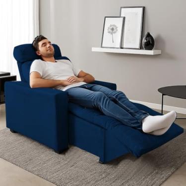 Imagem de Poltrona Cadeira Do Papai E Mamãe Reclinável Retrátil Para Sala De Descanso Madri Marinho