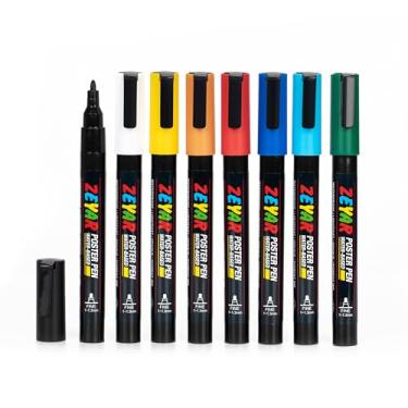 Imagem de ZEYAR Caneta de pôster, marcador de tinta, tinta pigmentada à base de água, ponta fina Bullet 1-1,3 mm, uso em várias superfícies em pôster, papelão, lona, madeira, metal, vidro, tecido, pedra