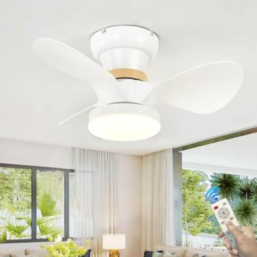 Imagem de Ventiladores de teto com luzes com controle remoto Ventilador de teto pequeno com luz LED Função de memória reversível Modo verão/inverno Ventiladores de teto de 6 velocidades com lâmpadas