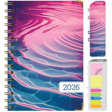 Imagem de Agenda Hardcover 2026, 14 cm x 20 cm: 14 meses (novembro de 2025 a dezembro de 2026), agenda mensal diária, agenda anual, marcador de livro, pasta de bolso e conjunto de notas adesivas (Summer Bliss)