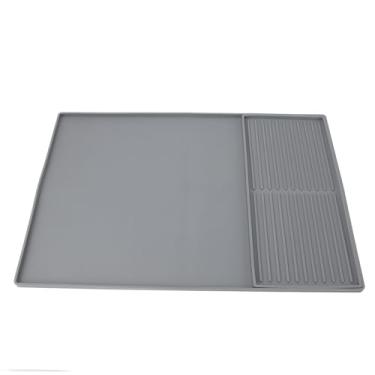 Imagem de Generic Tapete de Gotejamento para Cafeteira, Tapete de Secagem de Silicone, Design de Zona Dividida, Absorção de Choque Macia e Antiderrapante (Cinza)