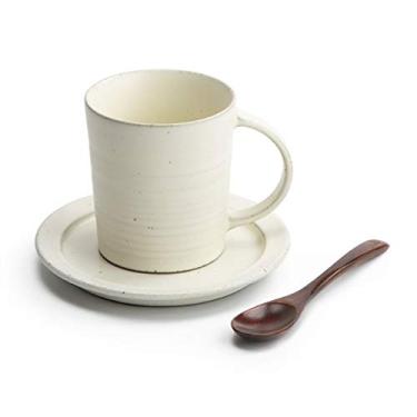 Imagem de Caneca de café expresso de porcelana com pires combinando xícara de café de porcelana premium - 221 g, caneca de café branca (cor: C)