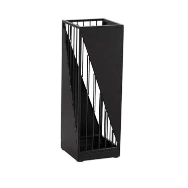 Imagem de Suporte de guarda-chuva com moldura dourada de ferro, suporte de guarda-chuva comercial com gancho, à prova d'água, à prova de ferrugem, suporte de guarda-chuva doméstico (preto)