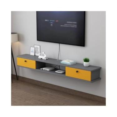 Imagem de CFGH6FDF Suporte de TV flutuante para armário de TV flutuante de 163 cm com portas, prateleira de TV flutuante, centro de entretenimento flutuante para unidade de parede de mídia de sala de estar