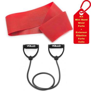 Imagem de Kit Mini Band Faixa Elástica Forte + Elástico Extensor Forte Vollo