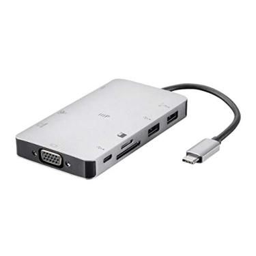 Imagem de Monoprice Dock de viagem USB-C - Prata com HDMI, VGA, Gigabit Ethernet, 2 portas USB 3.0, leitor SD/MicroSD, USB-C 100W PD 3.0 - Série Consul