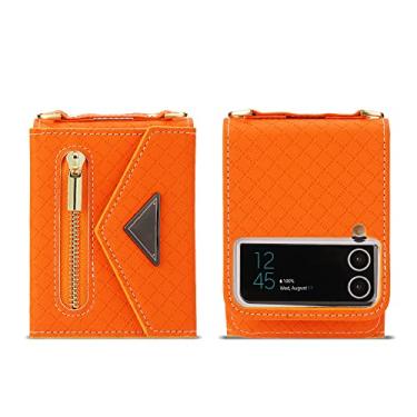 Imagem de Estojo de couro fashion estojo para samsung galaxy z FLIP 4 capa à prova de choque bolsa crossbody bolsa cordão de telefone, 4, para samsung z flip4