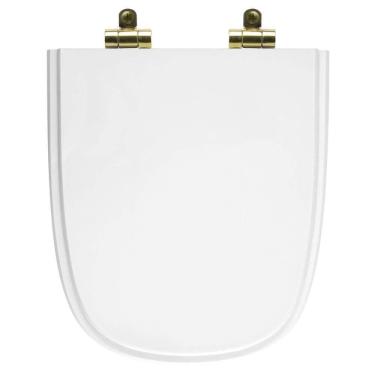 Imagem de Assento Sanitário Poliéster Soft Close Ibiza Branco para vaso Incepa com Ferragem Dourada