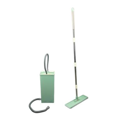 Imagem de Conjunto de Balde de Esfregão de Chão 2 Em 1, Pano de Esfregão de Veludo, Limpeza Fácil, Rotação, Esfregão Plano, Conjunto de Esfregão Lavável para Casa, Madeira Maciça, Mármore,