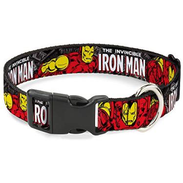 Imagem de Coleira de cachorro com clipe de plástico, o Homem de Ferro invencível em quadrinhos, poses de 33 a 45 cm de largura