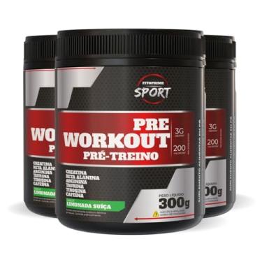 Imagem de KIT3 Pré Treino Creatina Arginina Pote 300g Sabor Limonada Suíça