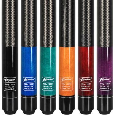 Imagem de CUEBAR Conjunto de 6 bastões de taco de sinuca, tacos de bilhar 46 cm, 20 60 ml, 2 peças de taco de bilhar para bar doméstico com aderência 3D, bastões de mesa de sinuca de 147 cm para homens e