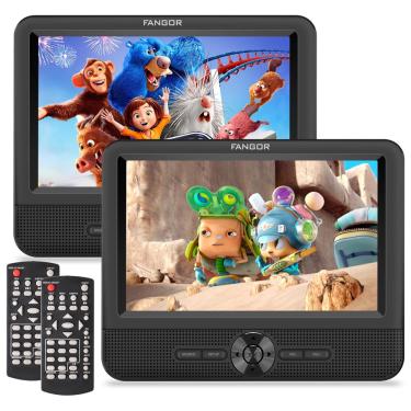 Imagem de Leitor de dvd portátil fangor 7,5 com tela dupla para carro